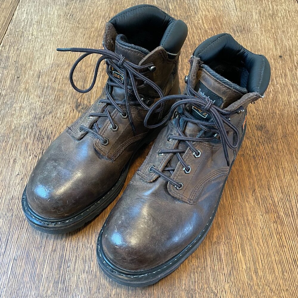 Timberland PRO Men's 6" Steel Toe Leather Work Boots - 11.5M, Dark Brown